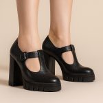 półbuty skórzane na obcasie