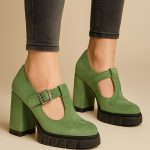 półbuty skórzane na obcasie