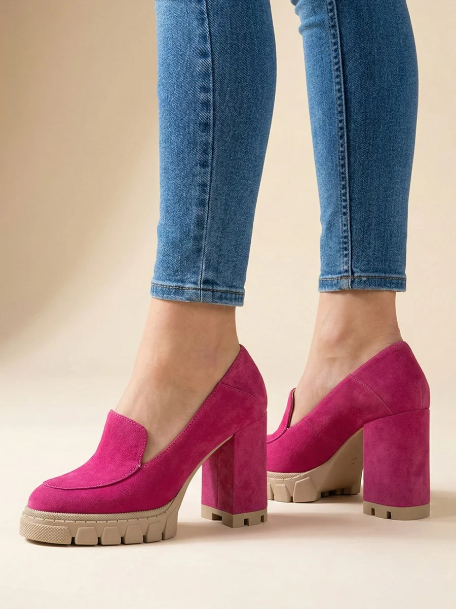 Półbuty skórzane Dizi malina