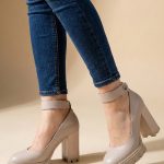 półbuty skórzane damskie na obcasie 9cm