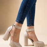 półbuty skórzane damskie na obcasie 9cm