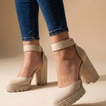 półbuty skórzane damskie na obcasie 9cm