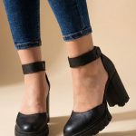 półbuty skórzane damskie na obcasie 9cm