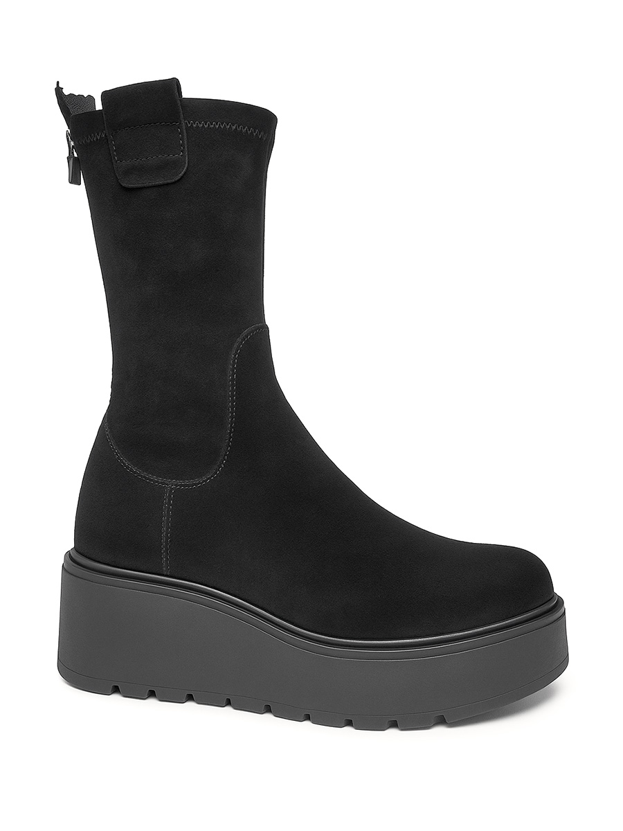 skórzane botki na koturnie Betti