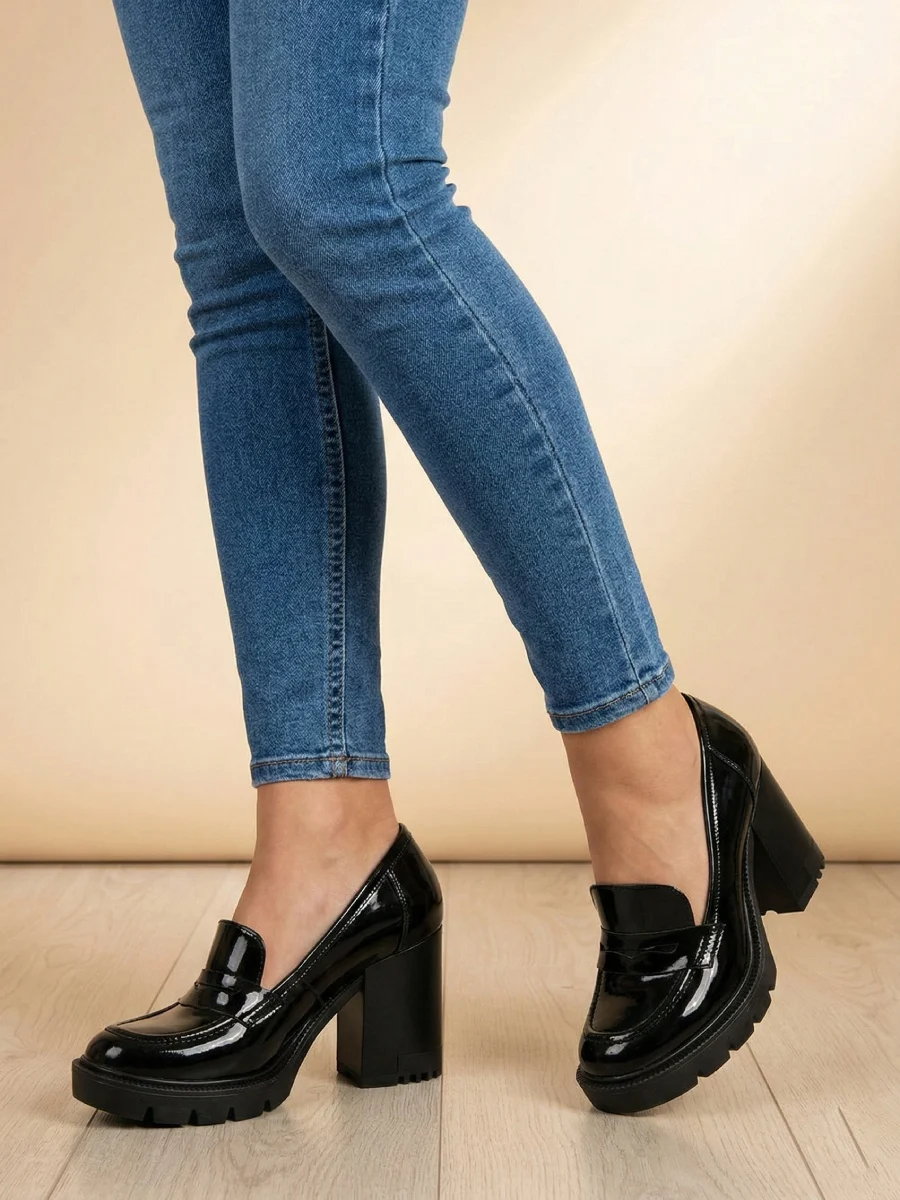 Półbuty skórzane Nina czarny lakier