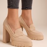 półbuty skórzane na obcasie 9 cm