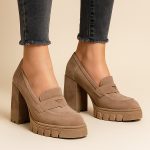 półbuty skórzane na obcasie 9 cm