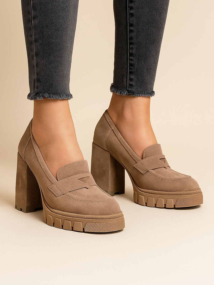 Półbuty skórzane Laure ebano zamsz