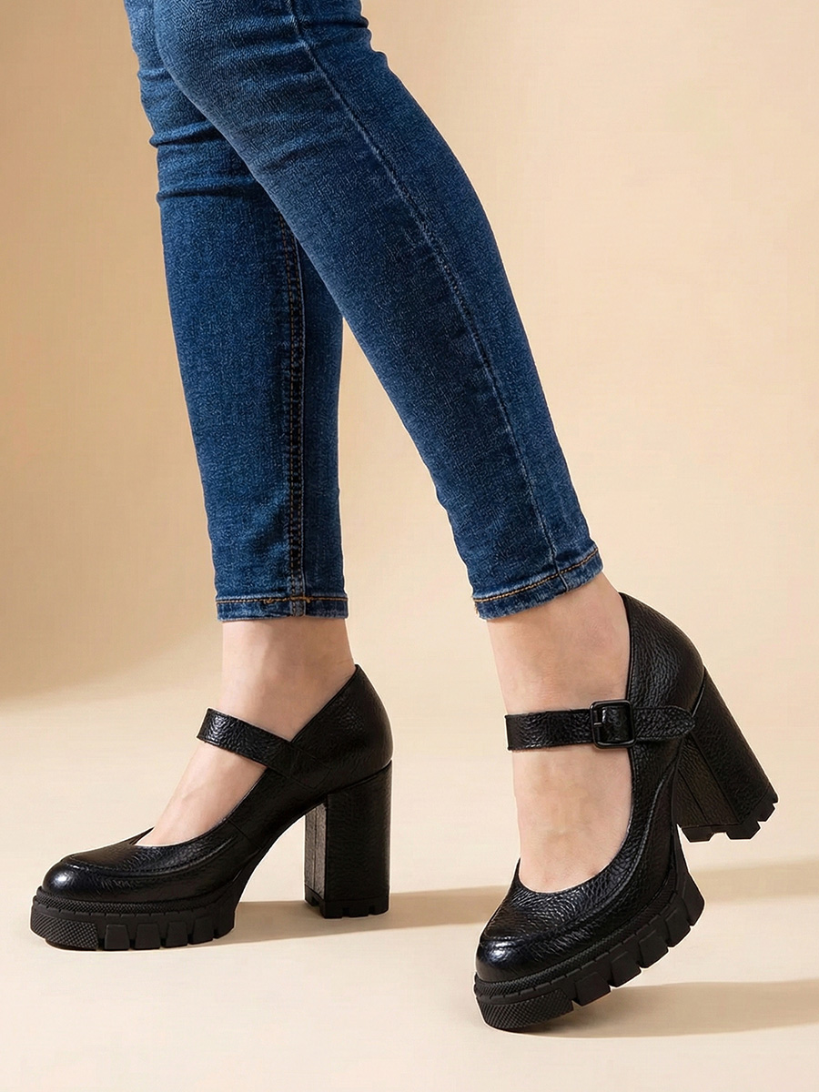 półbuty damskie skórzane na platformie