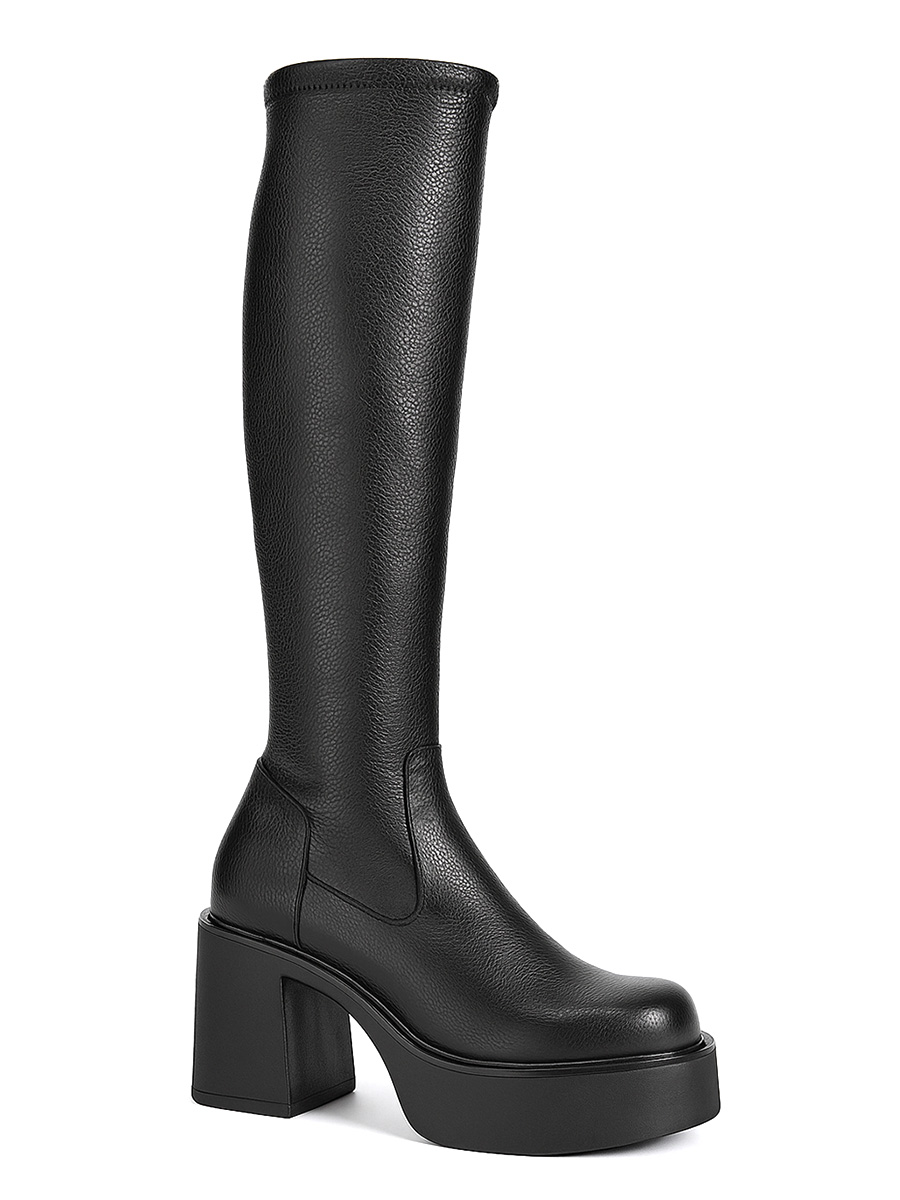 kozaki skórzane na platformie