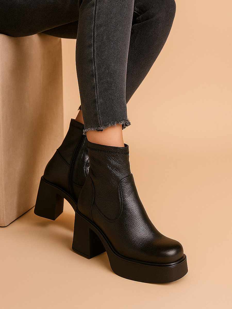 botki skórzane na platformie