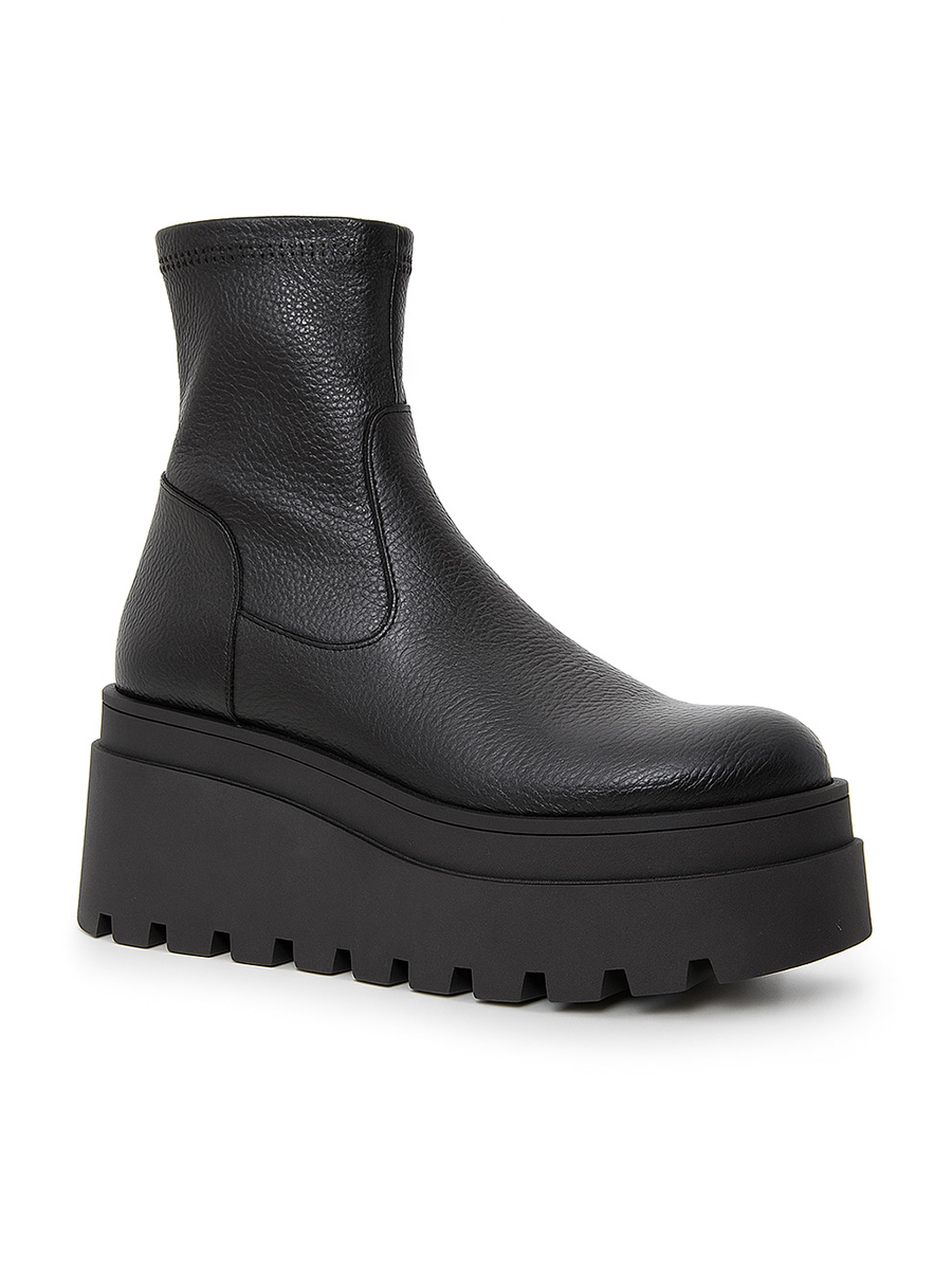 botki skórzane na koturnie