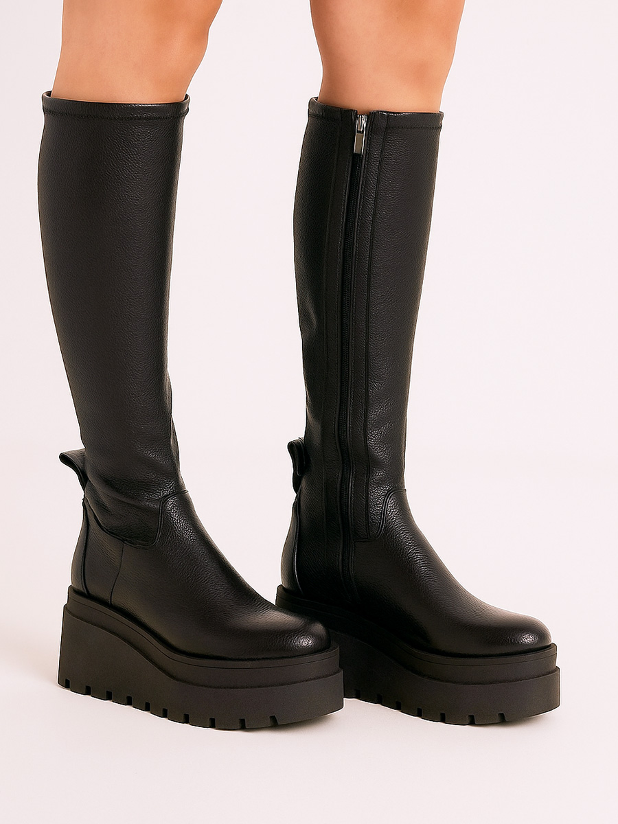 kozaki skórzane edna na koturnie