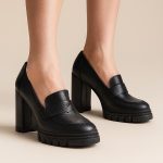 półbuty skórzane na obcasie 9 cm