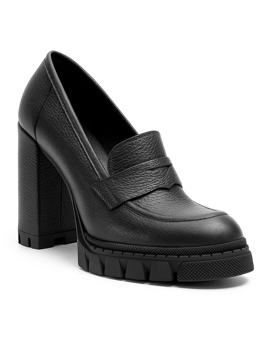 półbuty skórzane na obcasie 9 cm