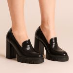 półbuty skórzane na obcasie 9 cm