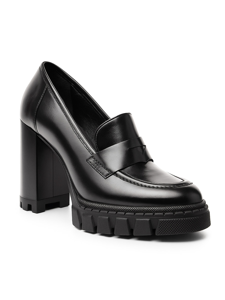 półbuty skórzane na obcasie 9 cm