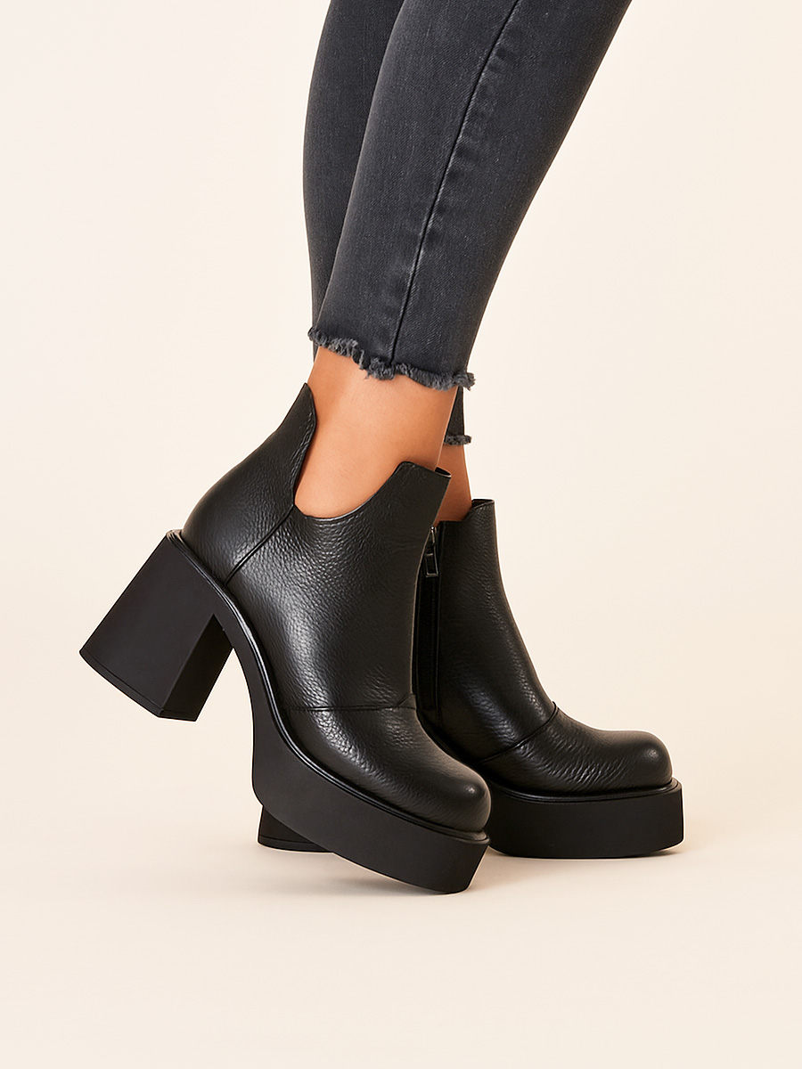 botki skórzane na platformie