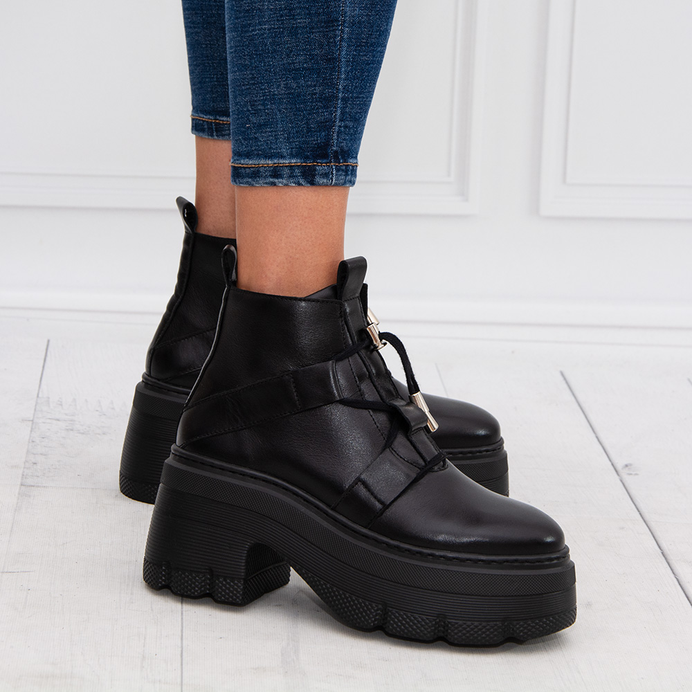 botki skórzane na platformie Imala