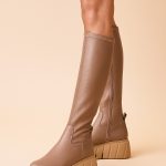 kozaki skórzane damskie na koturnie