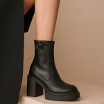 eleganckie botki skórzane na platformie