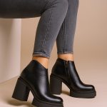 eleganckie botki skórzane na platformie