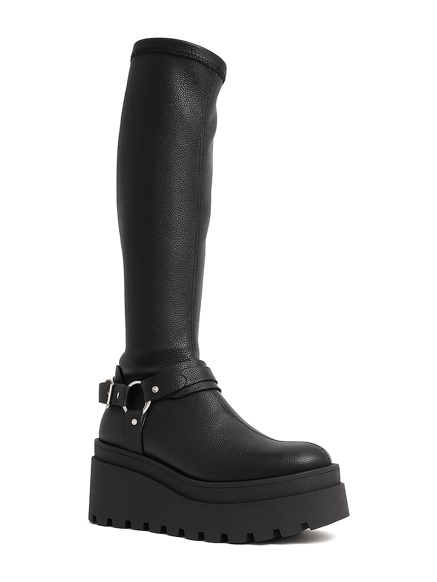 kozaki na koturnie skórzane