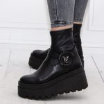 botki skórzane na koturnie