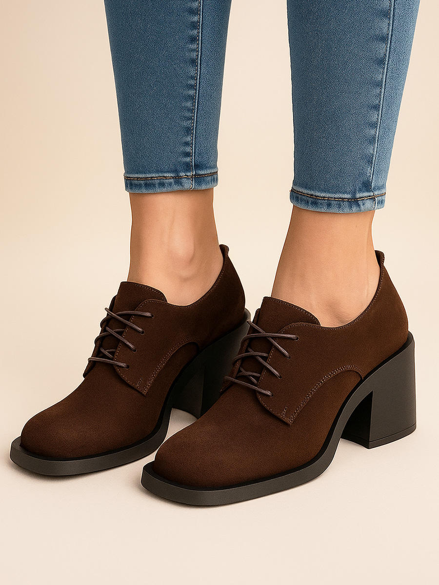 skórzane półbuty na słupku