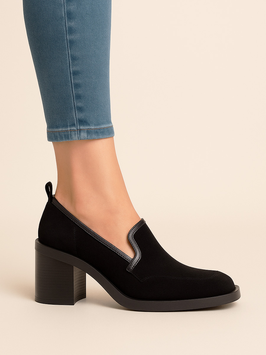 skórzane półbuty na słupku