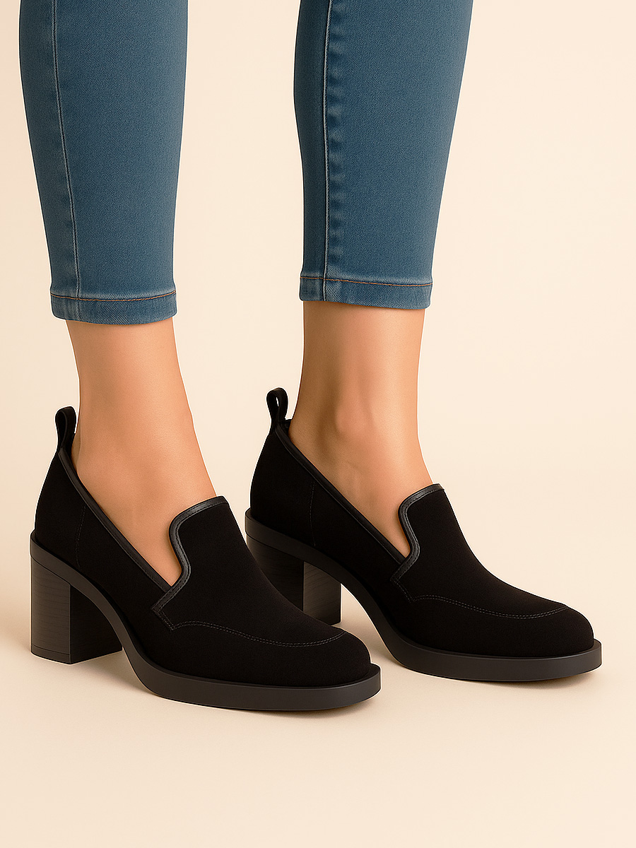 skórzane półbuty na słupku