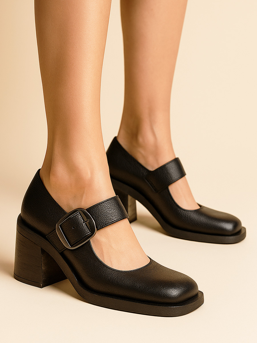 skórzane półbuty na słupku