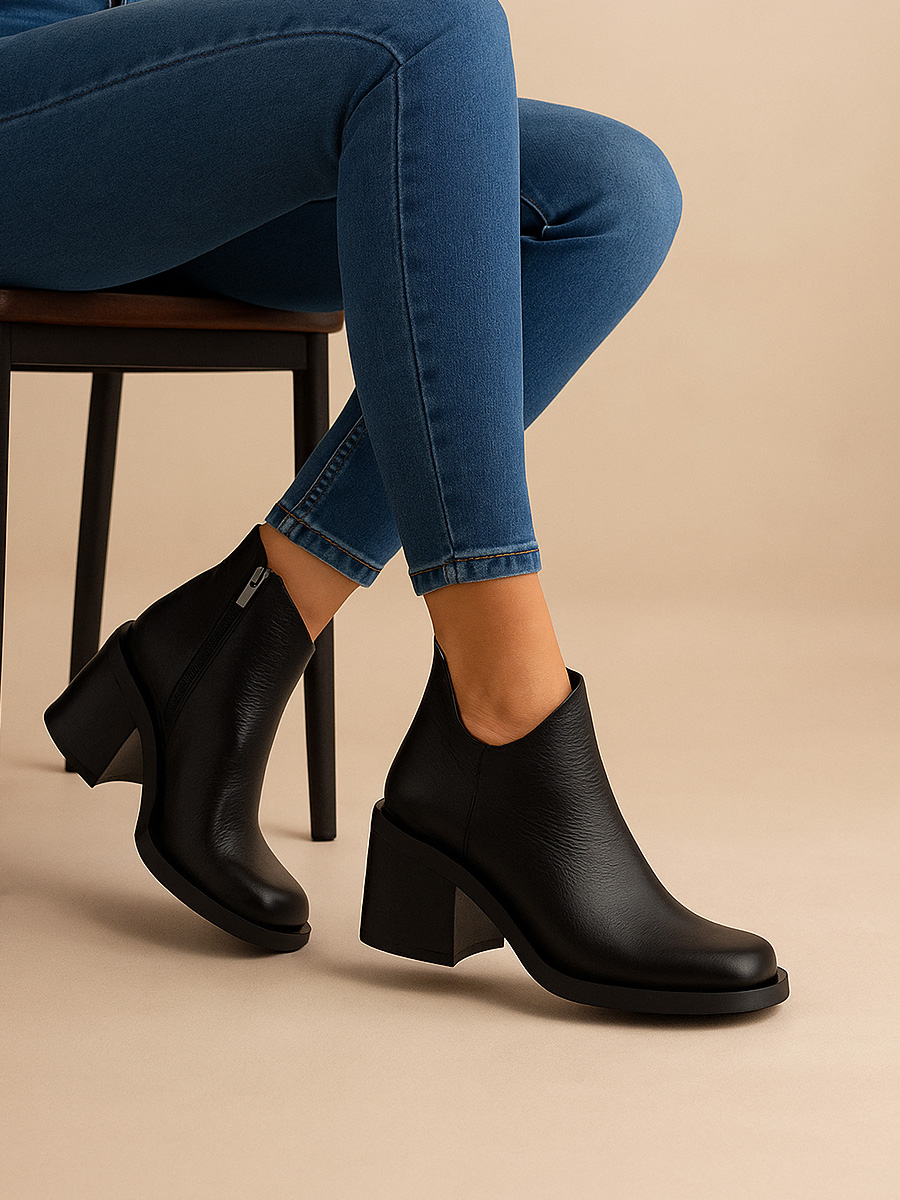 botki skórzane na słupku