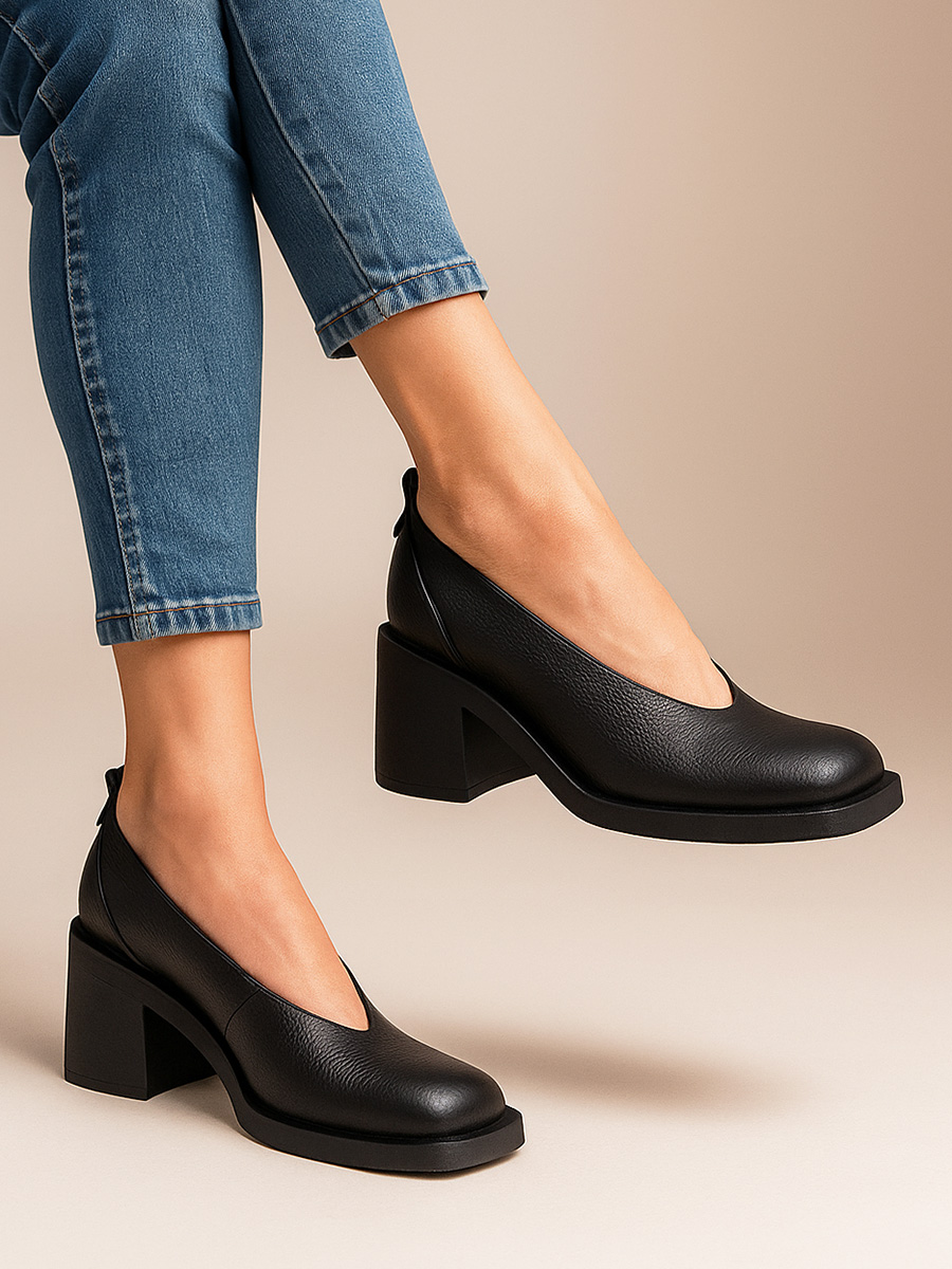 skórzane półbuty na słupku