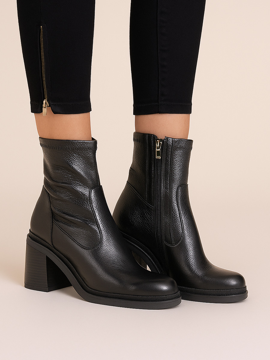 botki skórzane na słupku