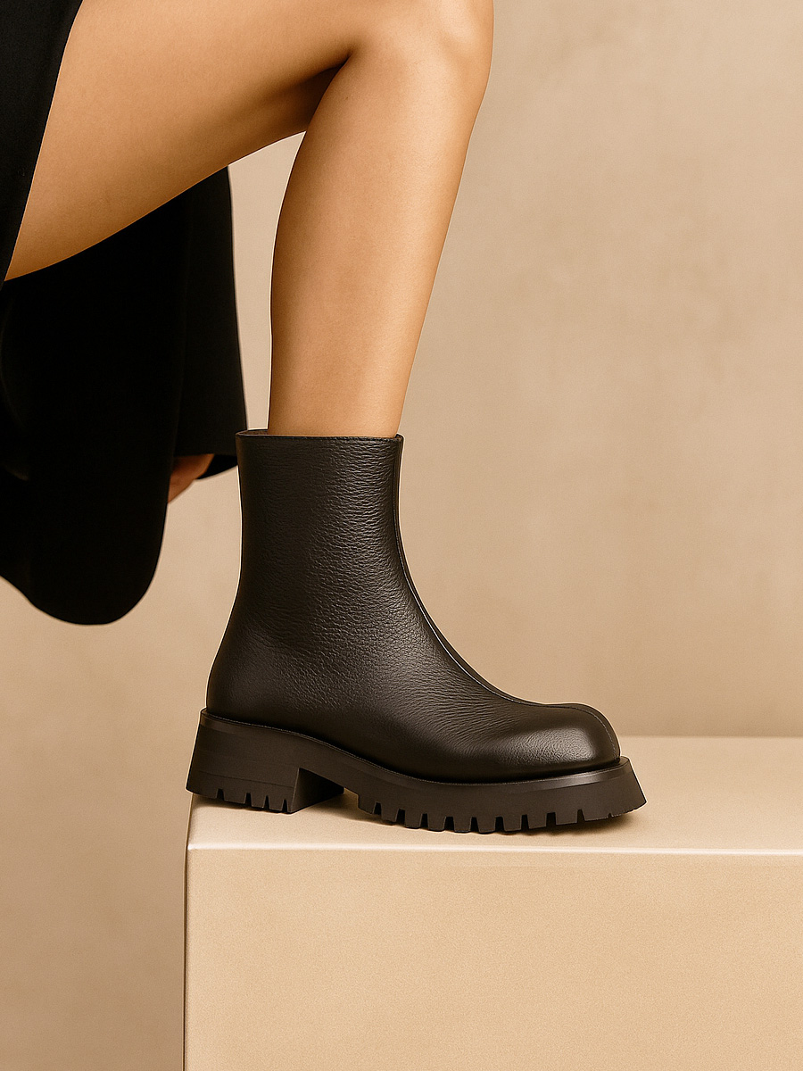 botki skórzane trapery