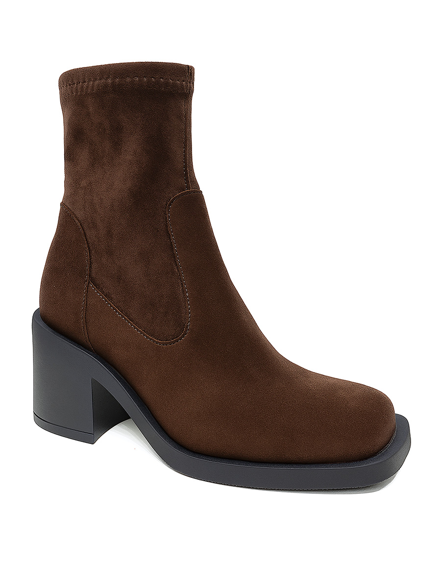 botki skórzane na słupku brązowe