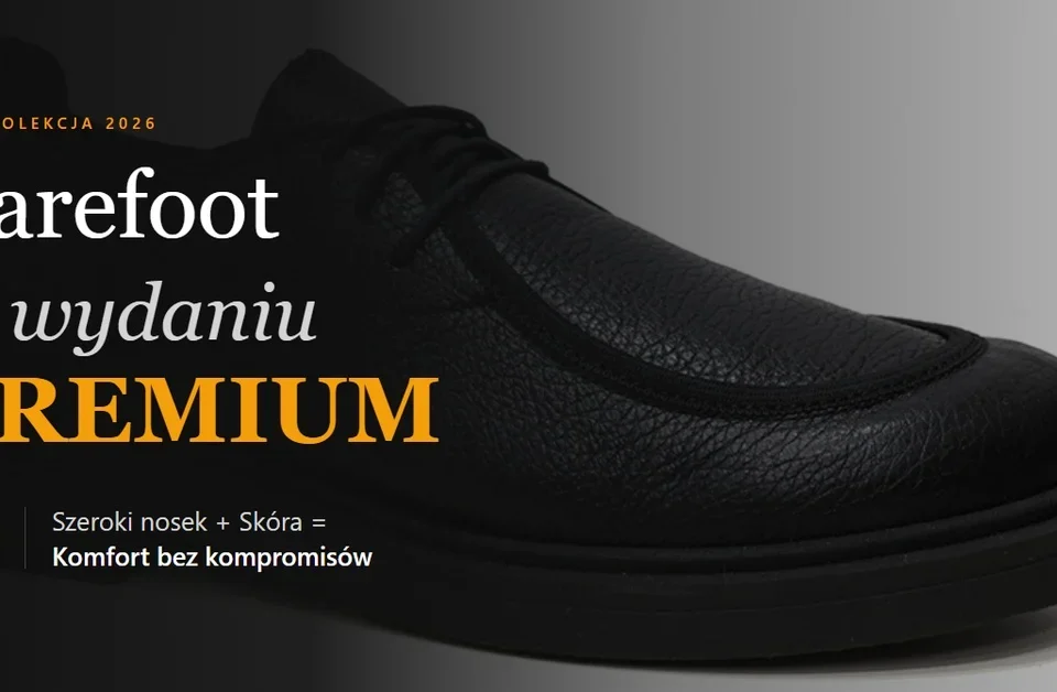 Eleganckie skórzane półbuty z szerokim noskiem w stylu barefoot premium – model Terra czarny groszek