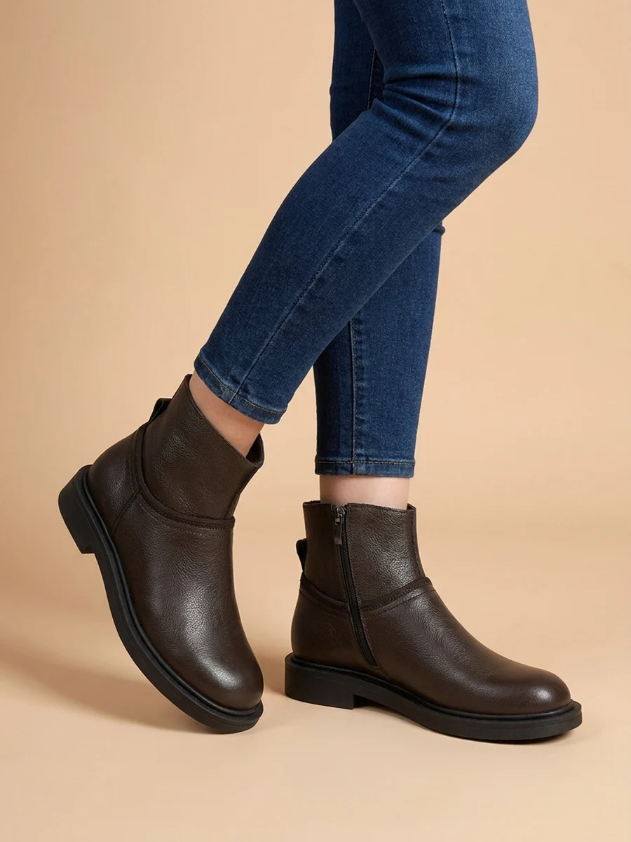 Brązowe Botki Barefoot Veda w stylu barefoot